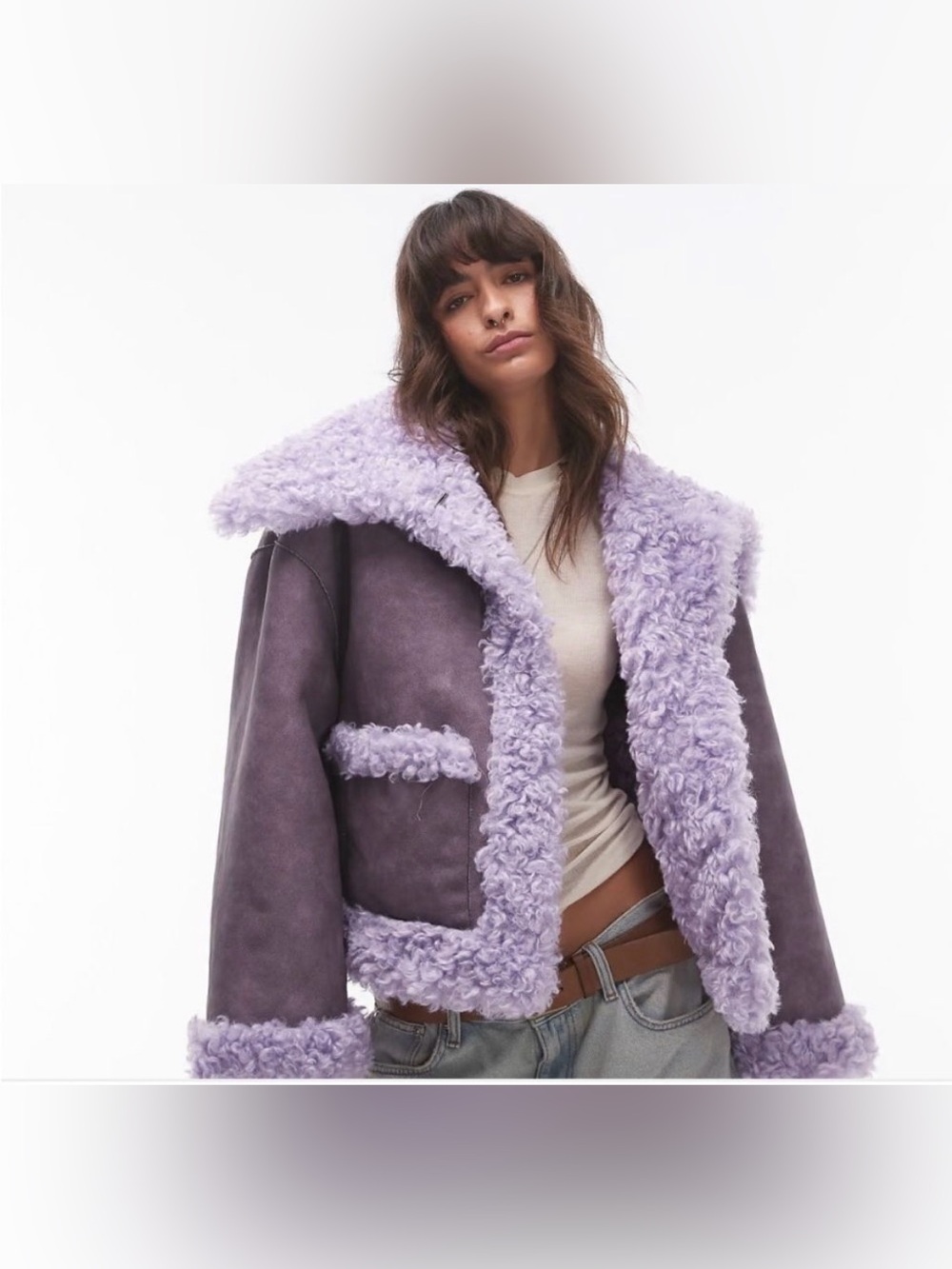 Free People Lilac Purple Kiki Sherpa Jacket